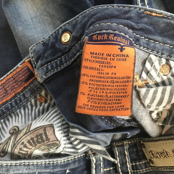 Rock Revival Jeans Womens 30 Iselin Capri Embellished Pockets Stretch E9439P - Picture 4 of 14